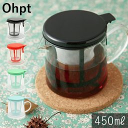 オプト 耐熱ガラスポット φ10.2×H10.5cm 450ml ブラック レッド グリーン ブルー おしゃれ かわいい シンプル 北欧 韓国 台湾 カフェ 食器 急須 お茶 紅茶 母の日 新生活 ギフト プレゼント
