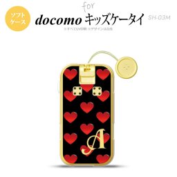 SH-03M キッズケータイSH-03M スマホケース ソフトケース ハート A 黒 赤 +アルファベット メンズ レディース nk-sh03m-tp117i