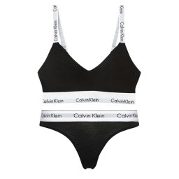 カルバンクライン Calvin Klein(CK) ブラ&ショーツ セット スポーツ ジム 筋トレ 運動 無地 下着 QF7059+F3786 001 レディース ブラック