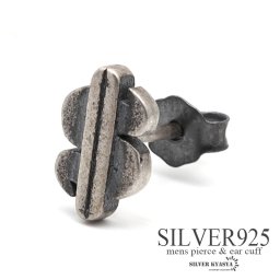 シルバー925 スタッドピアス メンズ シルバー ダラーピアス ユニーク マーク 金属アレルギー対応 片耳用 1点 父の日 イヤリング 男性