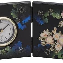 【送料無料】 山中漆器 輝桜　屏風時計（小）なごみや本舗【刻印可】（高級 工芸品 お歳暮 外国人 お土産 日本製 ギフト 海外発送可 プレゼント お土産 御礼 お祝 記念 置時計 誕生日  お中元）なごみや本舗
