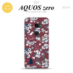AQUOS zero アクオス ゼロ 801SH スマホケース カバー ソフトケース 猫と花 紫 イニシャル 対応 nk-801sh-tp1722i[スマホ,スマホケース,スマホカバー,ケース,カバー,ジャケット]