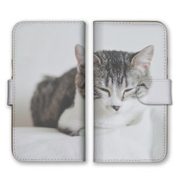 ＼全機種対応／ スマホケース 手帳型 スマホカバー 手帳タイプ スマートフォン ケース カバー 写真 動物 猫 子猫 ホワイト キュート かわいい おしゃれ 人気 カードホルダー付き カード収納 合皮 合成レザー