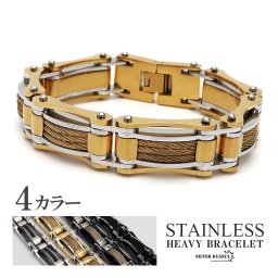 ワイヤーブレスレット 男性 ゴールド gold ブレスレット シルバー ブラック ミックスカラー メンズ ステンレス 金属アレルギー対応