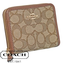 COACH OUTLET コーチ アウトレット コンパクト財布(小銭入れ無し) 札入れ カードケース パスケース CH389 IMVGB シグネチャー ブラウン レディース 無料ラッピング可
