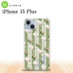 iPhone15 plus iPhone15 plus スマホケース 背面ケース ハードケース 花柄 バラ レース 緑 +アルファベット 2023年 9月発売 nk-i15pl-258i