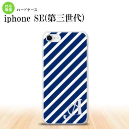 iPhoneSE 3 iPhoneSE 3 スマホケース ハードケース ストライプ 青 白 +アルファベット メンズ レディース nk-ise3-716i