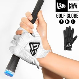 ゴルフグローブ NEWERA GOLF ニューエラ ゴルフ メンズ レディース 左手用 右利き用 合成皮革 グローブ 手袋 フラッグロゴ おしゃれ ブランド 全天候対応 ゴルフ用品 ホワイト ブラック 白 黒 左手装着用 S M L 21 22 23 24 25 26cm 14135929 14135930 景品 コンペ 正規品