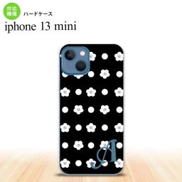 iPhone13mini iPhone13 mini ケース ハードケース 花柄 ドット 黒 +アルファベット  nk-i13m-341i