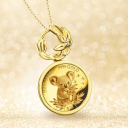 しあわせのコアラ金貨 純金コイン宝飾ペンダント アクセサリ ネックレス ペンダント 貴金属 金貨 コイン 金 ゴールド ダイヤモンド コアラ ギフト プレゼント 贈り物 記念日 誕生日 お祝い サプライズ