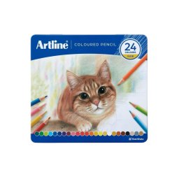 【単品販売】シャチハタ Artline 色鉛筆 24色 平缶ケース｜なめらか描き心地｜子どもから大人まで使える文房具ギフト