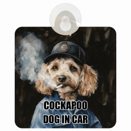 COCKAPOO コッカプー DOG IN CAR 吸盤 収れん火災防止タイプ 車内用 作業服 ちょい悪 ドッグオンボード 安全対策 あおり運転 セーフティサイン 窓ガラス カーサイン 車 犬