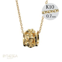 ゴールド ネックレス ハワイアンジュエリー ネックレス イエローゴールド バレル 樽 プルメリア 透かし模様 14K K14イエローゴールド K10 10Kあずきチェーン太0.7mm ギフトラッピング可能 彼女 妻 女性 レディース プレゼント 夏 サマー 【品番：CG-GP105】