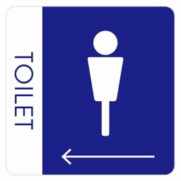 トイレ 御手洗 TOILET トイレマーク E1男 左 矢印 ピクトサイン ステッカー シール 塩ビ製 サイン ウォールステッカー インテリア 施設 案内