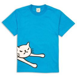 猫 ねこ おもしろ かわいい Tシャツ LAZY CAT ( ターコイズ ) | ネコ 猫柄 猫雑貨 | メンズ レディース 半袖 | おしゃれ ペアルック プレゼント | 大きいサイズ 【メール便】 SCOPY / スコーピー