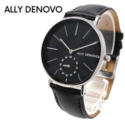 アリーデノヴォ 腕時計 メンズ レディース ユニセックス ブラック レザー 36mm シンプル おしゃれ クオーツ ペアウォッチにもおすすめ ブランドウォッチ ALLY DENOVO  プレゼント ギフト 成人 卒業 入学