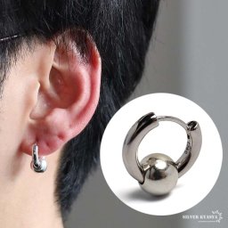 シルバー925 フープピアス ボールピアス シンプルピアス シルバー ビーズ 球体 太め 片耳1点 男性 メンズ 金属アレルギー対応 イヤリング