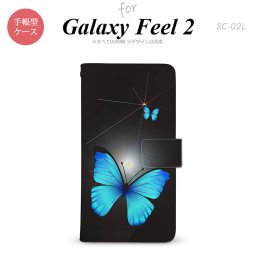 Galaxy Feel 2 手帳型 スマホ ケース カバー ギャラクシー バタフライ・蝶（B） 黒【ギャラクシー フィール 2,Galaxy,Feel,2,docomo,ドコモ,メール便 送料無料】