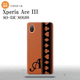 SO-53C SOG08 ワイモバイル Xperia Ace III スマホケース 背面ケースソフトケース トランプ 帯 黒 クリア +アルファベット 2022年 6月発売 nk-so53c-tp528i