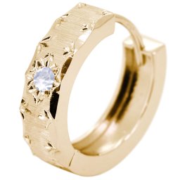18金 フープピアス 18k ピアス 片耳 フープ メンズ ゴールド ロイヤルブルームーンストーン 中折れ式 彫り 小さめ かっこいい 父の日 2024