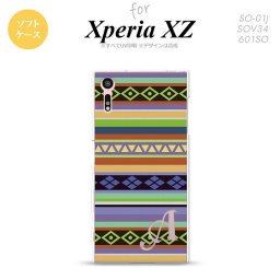 【SO01J】【スマホケース/スマホカバー】【エクスペリア XZ 】SO01J スマホケース XPERIA XZ ケース エクスペリア XZ  イニシャル エスニックボーダー 青 nk-so01j-tp1562ini【メール便送料無料】