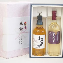 父の日贈り物 感謝の贈り物ボックス 国産ウィスキー 知多と国産ワインセット(山梨県産葡萄使用 デラウエア白ワイン やや辛口(山梨県)720ml知多シングルモルト700ml