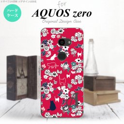 AQUOS zero アクオス ゼロ 801SH スマホケース カバー ハードケース 猫と花 赤 イニシャル 対応 nk-801sh-1723i[スマホ,スマホケース,スマホカバー,ケース,カバー,ジャケット]