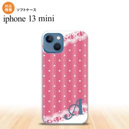 iPhone13mini iPhone13 mini ケース ソフトケース ドット レース C ピンク +アルファベット iPhone ミニ 5.4インチ  おしゃれ かわいい メンズ レディース キッズ デザインたくさん nk-i13m-tp1611i