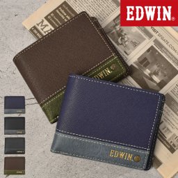 二つ折り財布 EDWIN エドウィン メンズ ブランド 小銭入れあり お札入れ カード入れ 薄い 2つ折り ショートウォレット スリム さいふ レザー 中学生 高校生 ビジネス 通勤 通学 男子 新社会人 父の日 小さい コンパクト ミニ財布 ギフト プレゼント かっこいい 黒 紺 合皮