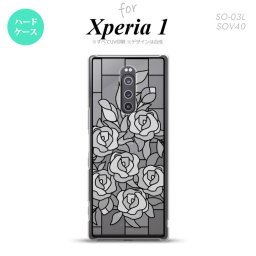 SO-03L SOV40 901SO Xperia 1 スマホケース カバー バラ ホワイト ステンドグラス風 nk-xp1-sg47