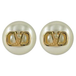 ヴァレンティノ VALENTINO ピアス 5W2J0E35 UXM 0O3 Vロゴ シグネチャー メタル パールビーズ スタッド ゴールド クリーム VLOGO SIGNATURE PEARL EARRINGS