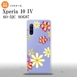 SO-52C SOG07 Xperia 10IV スマホケース 背面ケースソフトケース 花柄 ミックス E クリア 2022年 7月発売 nk-xp104-tp306