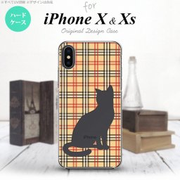 【iPhoneX】【スマホケース/スマホカバー】【アイフォンX】iPhoneX スマホケース カバー アイフォンX 猫 チェック赤茶B nk-ipx-954【メール便送料無料】