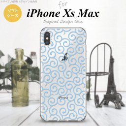 iPhoneXsMax iPhone XS Max スマホケース ソフトケース 唐草 クリア 水色 メンズ レディース nk-ixm-tp1127