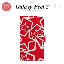 Galaxy Feel 2 手帳型 スマホ ケース カバー ギャラクシー 星 赤×白【ギャラクシー フィール 2,Galaxy,Feel,2,docomo,ドコモ,メール便 送料無料】