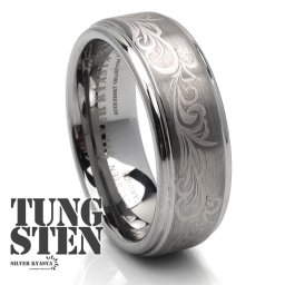 超硬 タングステン リング 指輪 メンズ シルバー マット 艶消し 唐草 アラベスク リング プレゼント silver kyasya限定 男性