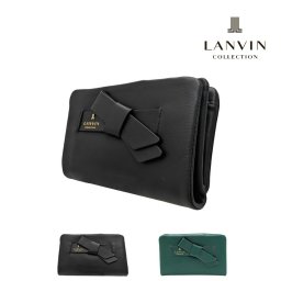 LANVIN ラペリパース 二つ折り財布 折り財布 財布 さいふ サイフ ウォレット 牛革 一粒万倍 レディース 母の日 敬老の日 ギフト プレゼント ブラック 65-6612