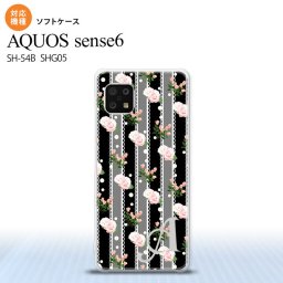 SH-54B SHG05 AQUOS sense6 スマホケース ソフトケース 花柄 バラ レース 黒 +アルファベット メンズ レディース nk-sens6-tp259i