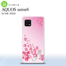 SH-54B SHG05 AQUOS sense6 スマホケース ハードケース 花柄 サクラ D ピンク +アルファベット メンズ レディース nk-sens6-184i