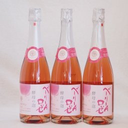 3本セット(山梨県産マスカット・ベーリーA　スパークリングロゼワイン ルージュ 酵母の泡 alc.11%やや辛口) 720ml×3本