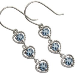 ハート ピアス アクアマリンサンタマリア トリロジー フックピアス プラチナ ピアス