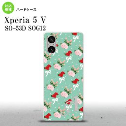 Xperia 5V Xperia 5V スマホケース 背面ケース ハードケース 花柄 バラ リボン ターコイズ +アルファベット 2023年 10月発売 nk-xp55-244i