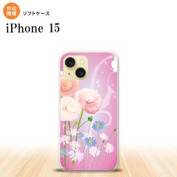 iPhone15 iPhone15 スマホケース 背面ケースソフトケース 花柄 ミックス C ピンク 2023年 9月発売 nk-i15-tp282