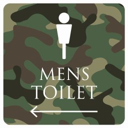 トイレ 御手洗 TOILET トイレマーク 迷彩 カラー MENS 左 矢印 ピクトサイン ステッカー シール 塩ビ製 サイン ウォールステッカー インテリア 施設 案内