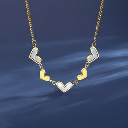 ネックレス レディース 貝パール ホワイト ステンレス イエローゴールド tn21102312