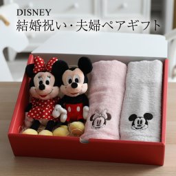 結婚祝い 夫婦ペアギフト ディズニー ぬいぐるみ 2体＆タオル 2枚セット お祝い プレゼント 新婚 誕生日 記念日 タオルギフト disney フェイスタオル 名入れ 刺繍 人気 赤ちゃん 子供 クリスマス ハロウィン バレンタイン 七五三 初節句 子供の日 ギフトセット 人気 端午の節句 桃の節句 ひな祭り 男の子 女の子