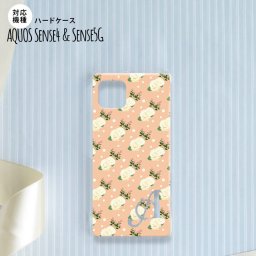 Aquos sense4 SH-41A ケース ハードケース スマホケース 花柄 バラ ドット ライトサーモン +アルファベット nk-sens4-245i