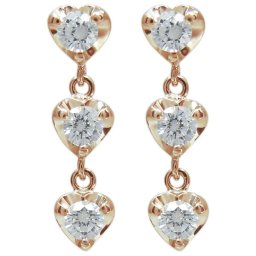 ダイヤモンドピアス ハートピアス トリロジー ピアス 18金