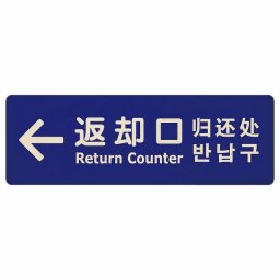 12x4cm 返却口 文字タイプ 多言語 英語 中国語 韓国語 対応 ブルー 左矢印 木製プレート 長方形 商業施設 飲食店 旅館 ホテル レンタル イベント表示 場所 掲示 案内板 ピクトサイン
