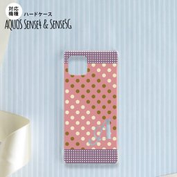 Aquos sense4 SH-41A ケース ハードケース スマホケース ドット 水玉 C サーモンピンク 紫 +アルファベット nk-sens4-1653i